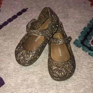 Mini Melissa + Campana Gold Glitter Shoes